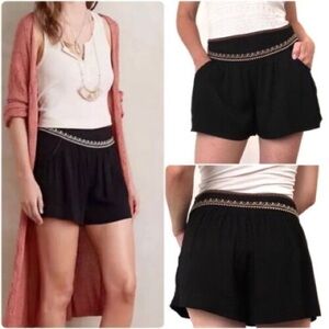 Anthropologie Elevenses Black ‘Swifty’ Shorts Embroidered sz 10 NWT